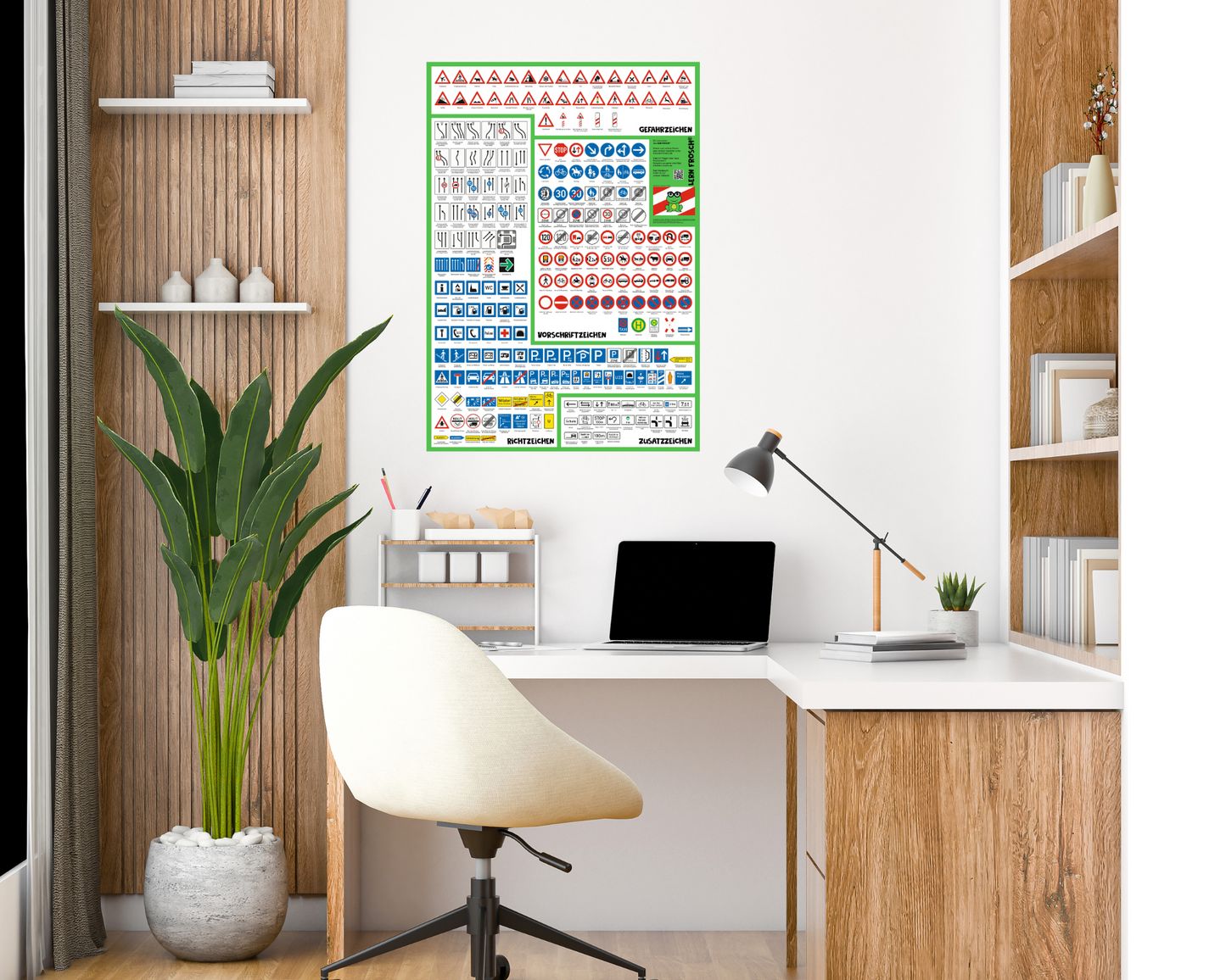 Lernposter© I Verkehrszeichen Poster für den Führerschein | Verkehrszeichen lernen, auffrischen & verstehen | Lernmaterial für Theorieprüfung & Straßenverkehr I XXL Format (70cm x 100cm)