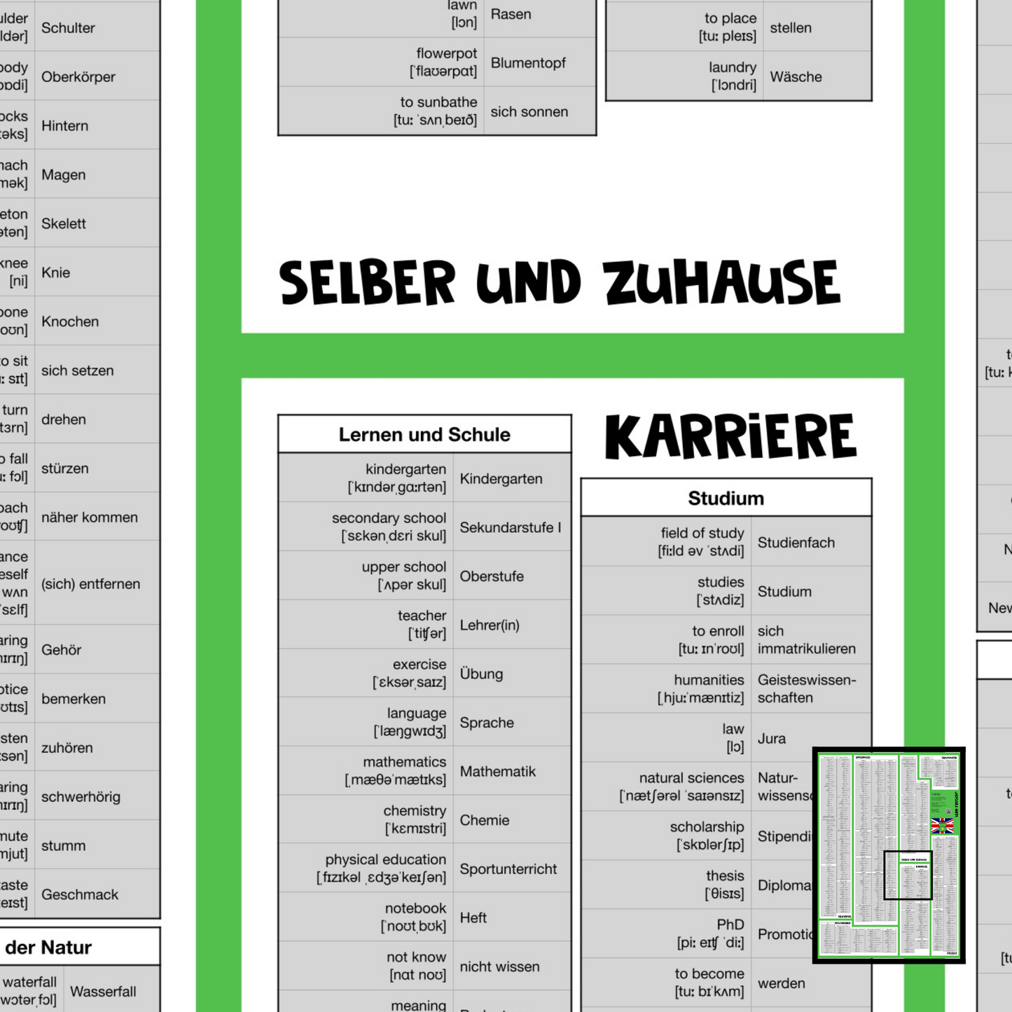 Lern Frosch® Englisch B1-B2 Wortschatz lernen | Vokabelposter für Fortgeschrittene & Wiedereinsteiger | über 600 Wörter lernen