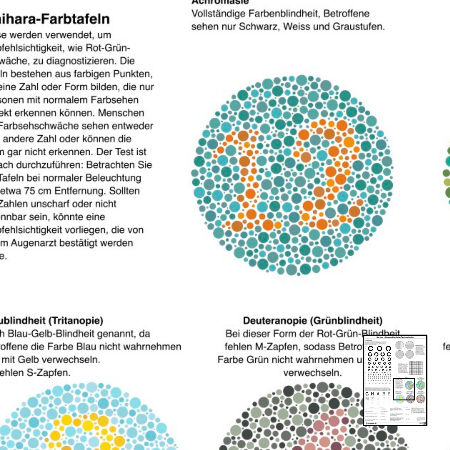 Lernposter Sehtest I Unterschiedliche Testmethoden I Überprüfung der Sehkraft